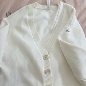ALO Yoga Cream Cardigan Sweater